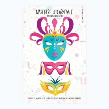 Carnaval maskers paneel in vilt of dun vilt - 3 - delige venetiaanse set mod. 3