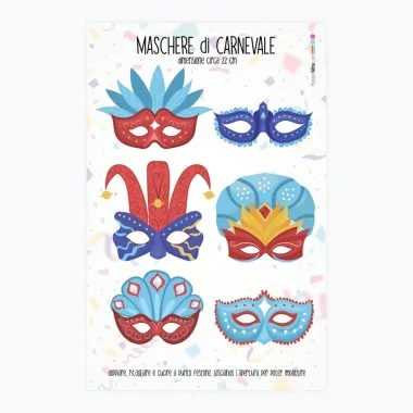 Carnaval maskers paneel in vilt of dun vilt - set van 6 stuks oosters