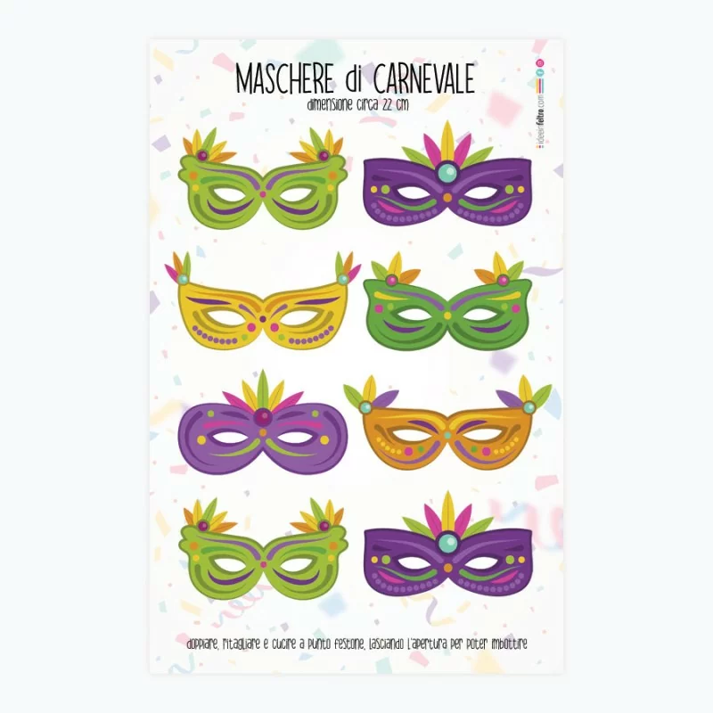 Carnival Masks Panel In felt Or soft felt - Set Of 8 Pieces Brazilian Mod.5