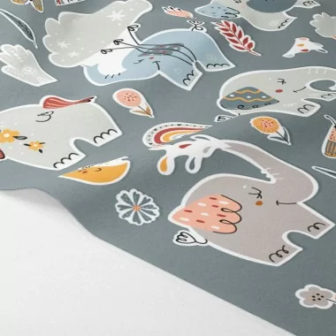 Felt or Pannolenci Stickers Panel - Elephants and mixed...