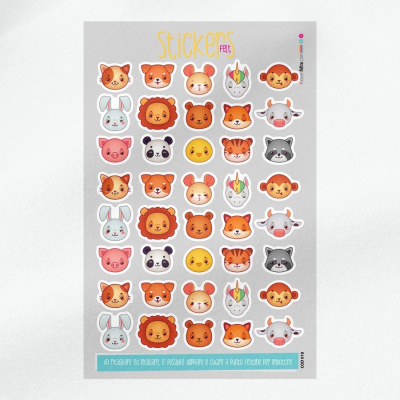 Feutrine ou tissu feutrine panneau autocollants - chat, chien, lion et porcelet