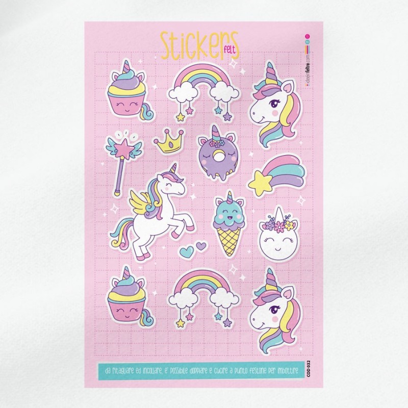 Vilt of Dun Vilt paneel Stickers - zoete eenhoorn decoraties