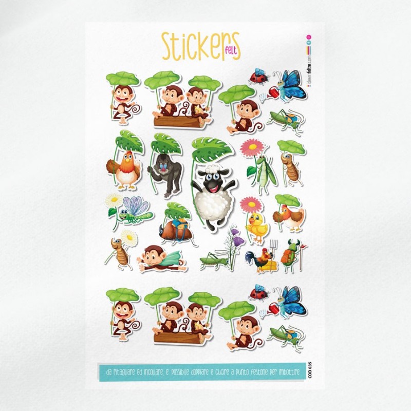 Vilt of Dun Vilt Paneelstickers - Dieren met bladeren en bloemen