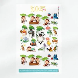 Panel de pegatinas en fieltro o tela de fieltro - Animales con hojas y flores|IDEEINFELTRO.COM