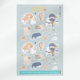 Pannello stickers in feltro o pannolenci - sirene e delfini|IDEEINFELTRO.COM