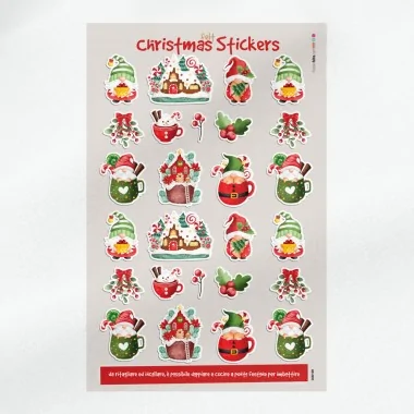 Kerst Stickers Paneel in Vilt of Dun Vilt - Kabouters en Snoepjes 2