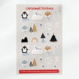 Christmas Stickers in felt or soft felt - Penguins and Foxes