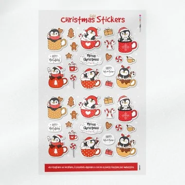 Christmas Stickers in felt or soft felt - Penguins and Biscuits 2
