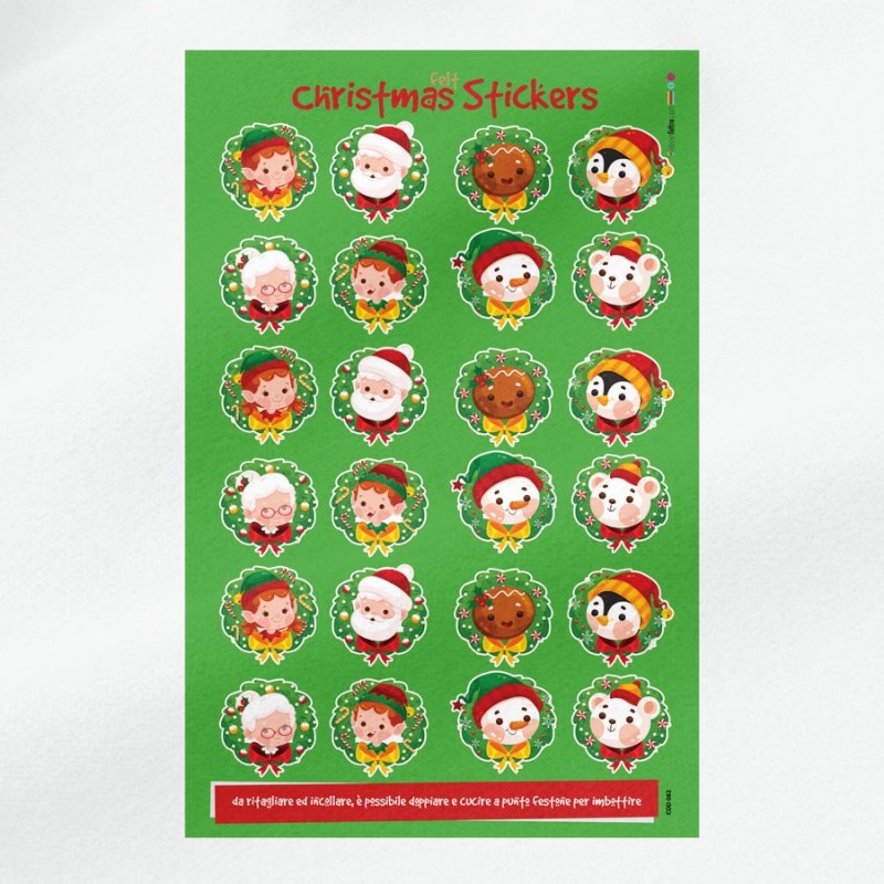Christmas Stickers in felt or soft felt - Christmas Wreaths