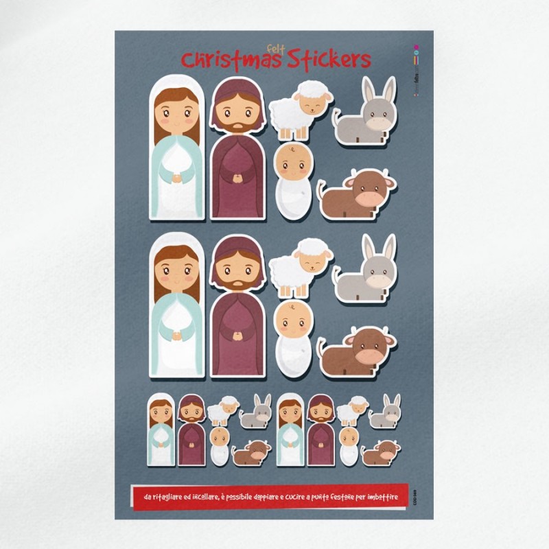 Christmas Stickers in felt or soft felt - Nativity Characters