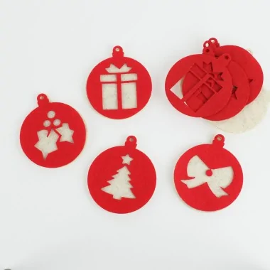 8 Double Christmas Decorations - Carved - felt and soft felt