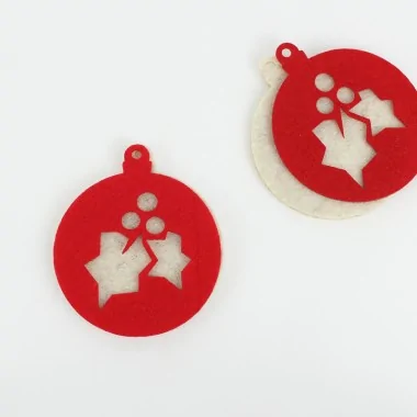 8 Decoraties8 Kerstversiering - Kerstboom - In Vilt En Kerstvilt - Maretak - In Vilt En Dun Vilt