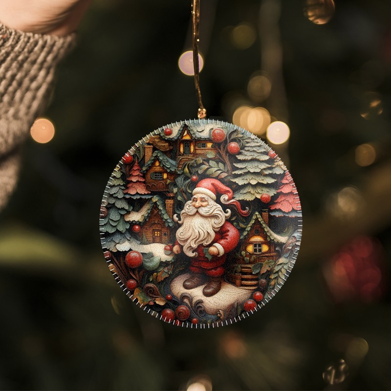 Palline natalizie in pannolenci 24 pezzi santa claus mod. 1|IDEEINFELTRO.COM
