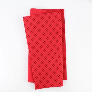 Tissu feutrine mini pois imprimés noir 20X30 cm - rouge