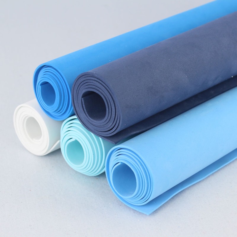 Solid Color Eva Rubber Savings Kit - 5 rolls 50X100 cm - Blue/White