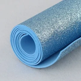 EVA-schuim effen kleur en glitter spaarpakket - 5 rollen 50x100 cm - sky sky