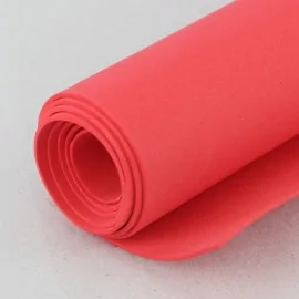 EVA-schuim effen kleur en glitter spaarpakket - 5 rollen 50x100 cm - oranje/rood