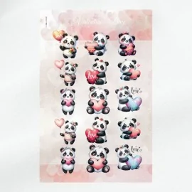 Panda cu inimă de tăiat în fetru moale - Kit de Ziua Îndrăgostiților