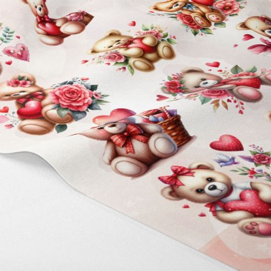 Ours en peluche avec coeur et fleurs mod.3 à découper en tissu feutre - Kit Saint Valentin