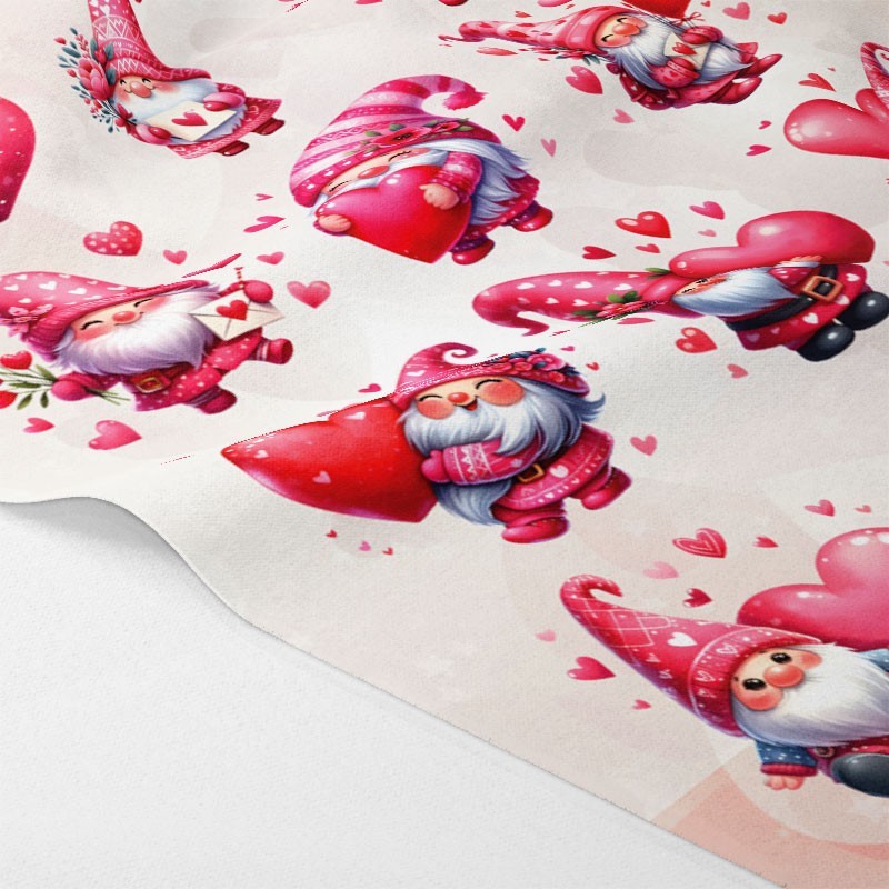 Gnome rose avec coeur à découper dans tissu feutre - Kit Saint-Valentin