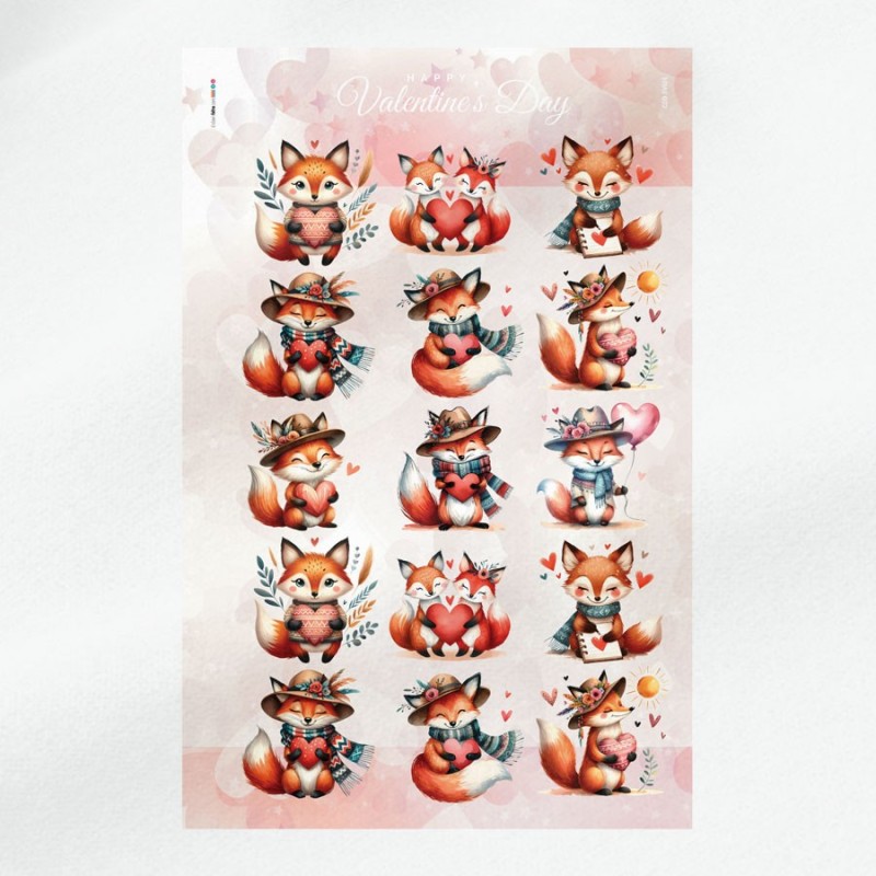 Fox with Heart mod.2 to be cut out in soft felt - Valentine's Day Kit