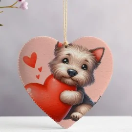 Coeur avec chien à découper dans tissu feutre - Kit Saint-Valentin|IDEEINFELTRO.COM