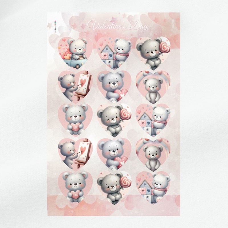 Coeur avec ours d’artiste à découper dans tissu feutre - Kit de la Saint-Valentin