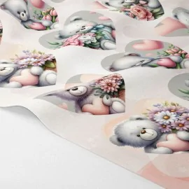 Hart met teddybeer en bloemen om uit te knippen in Dun Vilt - Valentijnsdag Kit