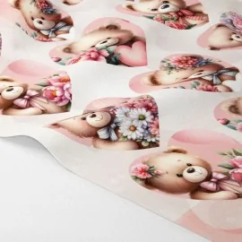 Coeur avec Ours en Peluche et Fleurs mod.2 à découper dans tissu feutre - Kit Saint Valentin
