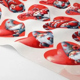Corazón con gnomo rojo para recortar en tela de fieltro - Kit de San Valentín