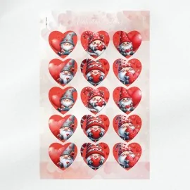 Coeur avec Gnome rouge à découper dans tissu feutre - Kit Saint-Valentin