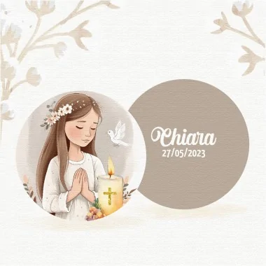 Panel in soft felt "confirmation and first communion girl" model 27 - customizable 2