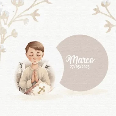 Panel in soft felt "confirmation and first communion boy" model 34 - customizable 2