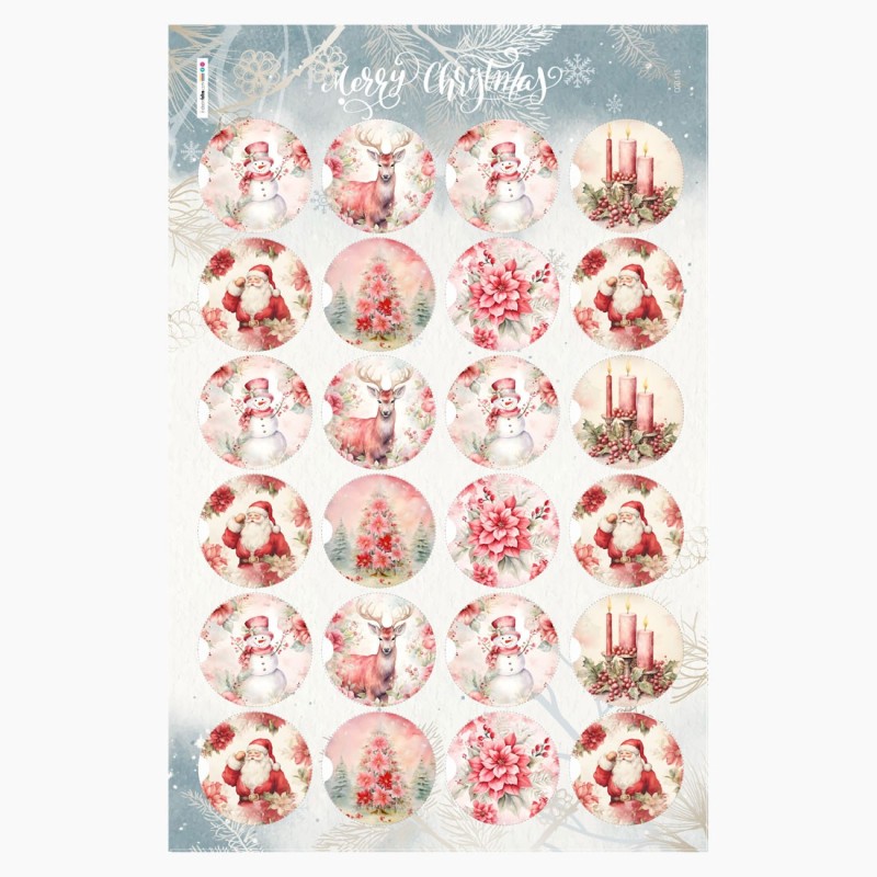 Boules de Noël en tissu feutre 24 pièces - Père Noël, bonhomme de neige et décorations roses