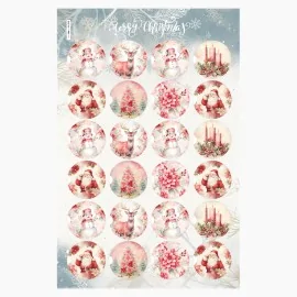 Boules de Noël en tissu feutre 24 pièces - Père Noël, bonhomme de neige et décorations roses
