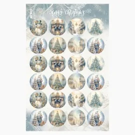 Boules de Noël En tissu feutre 24 pièces - Paysages et Père Noël
