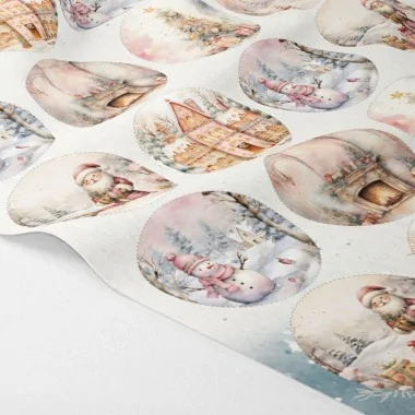 Boules de Noël en tissu feutre 10, 12 et 16 cm - paysage enneigé - cod.254|IDEEINFELTRO.COM