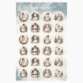 Christmas Baubles In soft felt 24 pieces - Snowmen details Gold