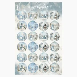 Christmas Baubles In soft felt 24 pieces - Snowy landscapes and snowman