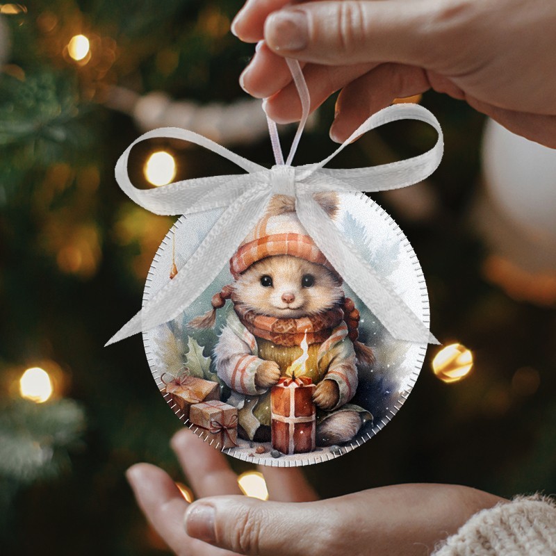 Christmas Baubles In soft felt 24 pieces - Girl with kitten