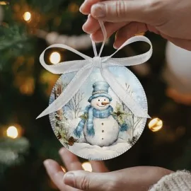 Christmas Baubles In soft felt 24 pieces - Snowy landscapes and snowman
