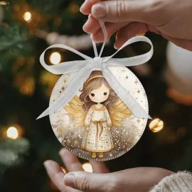 Bolas de Navidad en tela de fieltro 24 piezas - Personajes y decoraciones de oro