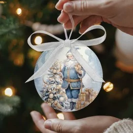 Weihnachtskugeln in Filzstoff 24 Stück - Landschaften und Weihnachtsmann