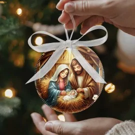 Boules de Noël En tissu feutre 24 pièces - Crèche mod.7|IDEEINFELTRO.COM