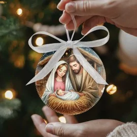 Boules de Noël En tissu feutre 24 pièces - Crèche mod.7|IDEEINFELTRO.COM