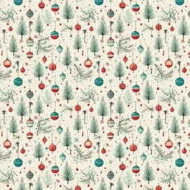Tissu Feutre et feutrine Imprimé Noël - gui et boules mod.5