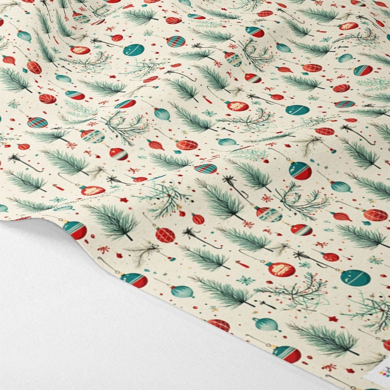 Tissu Feutre et feutrine Imprimé Noël - gui et boules mod.5