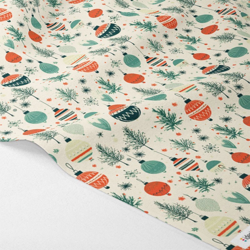 Tissu Feutre et feutrine Imprimé Noël - gui et boules mod.8