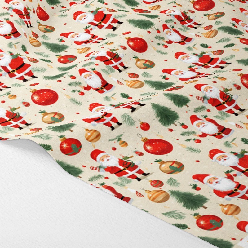 Tissu Feutre et feutrine imprimer Noël - Père Noël et jeunes arbres