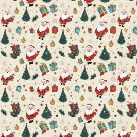 Tissu Feutre et feutrine imprimer Noël - Père Noël et sapins mod.1